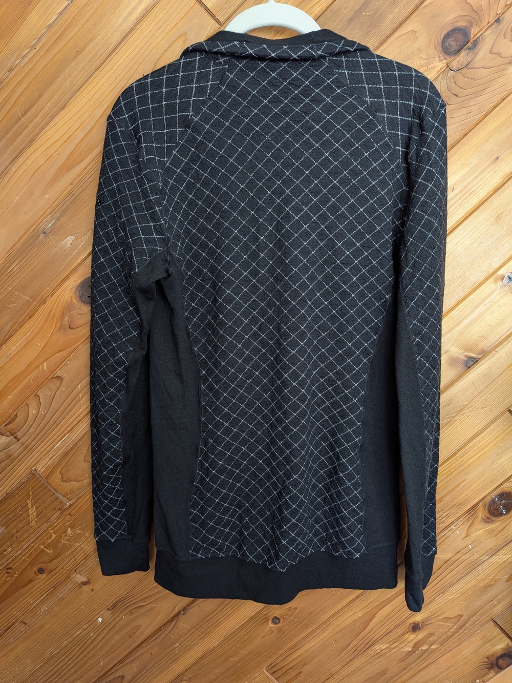 Icebreaker Merino Wool Textured Diamond Grid Quarter Zip Pullover Sweater Black - Picture 6 of 6